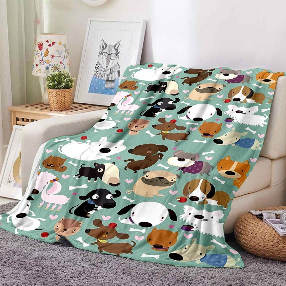 1pc Dogs Bones Lightweight Flannel Blanket, Comfortable and Warm Blanket, for Office and Camping Sofa Bed, Livingroom202
