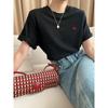 Love Small Embroidery Positive Shoulder Hundred with Thin Casual Short-sleeved T-shirt Loose Early Spring
