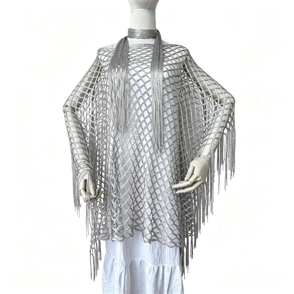 2pcs Tassel Shawl Shawl and Scarf Set Hollowed Out Fringed Cape Summer Sun Shawl  for Swimming