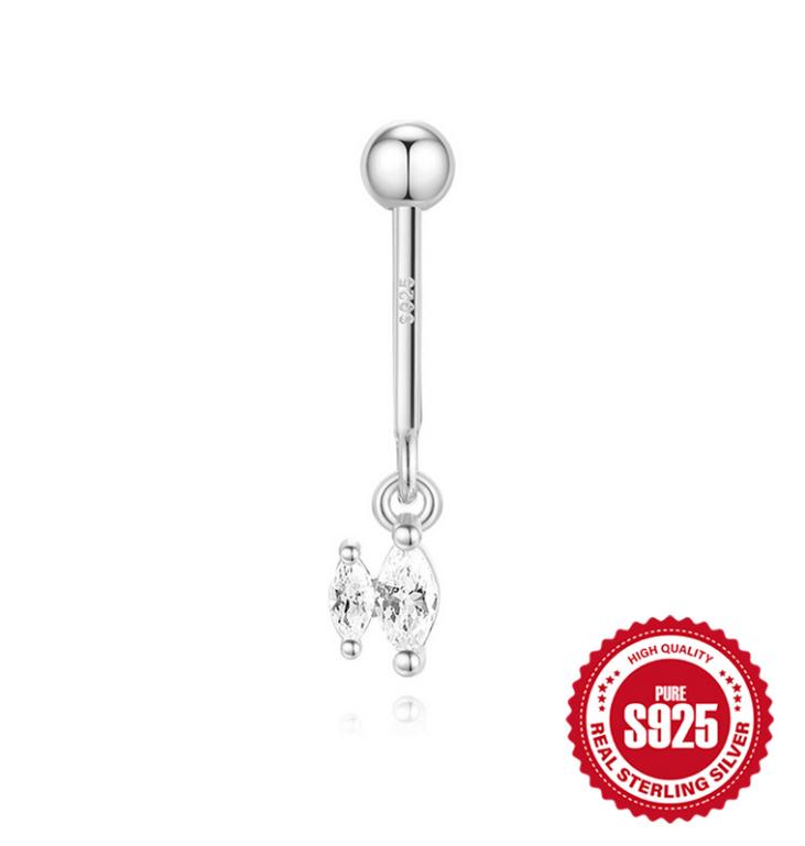 Piercings 925 Sterling Silver Zircon Snowflake Marquise Ball Flat Back Vertical Helix Piercing Ear Bone Earrings