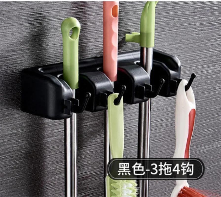 Пластиковый держатель для швабры, настенный крючок для метлы, 3/4/5 положений, многофункциональная полка для хранения метлы, органайзер для ванной комнаты