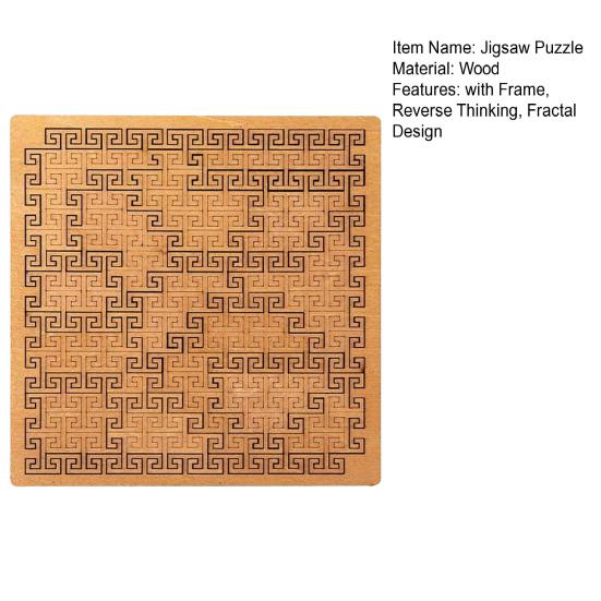 Wooden Fractal Tray Jigsaw Puzzle with Frame Reverse Thinking Impossible Difficult Puzzle Challenge Game Kids Adults Educational Irregular Puzzle Toy