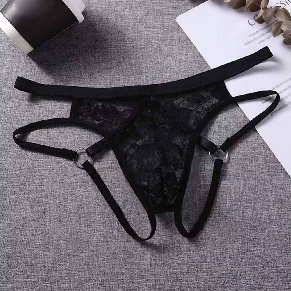 Low Waist Men's Thong Hollow Out Mesh T-back Briefs Breathable Panties Exotic