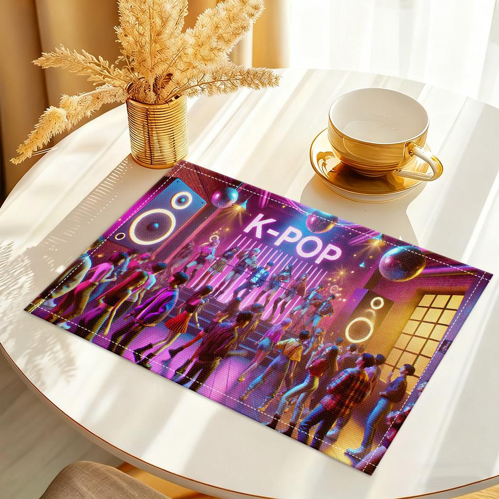 Яркий набор из 2 салфеток для стола на K-Pop концерт, Музыкальные праздничные салфетки для декора комнаты подростка и подарок для фанатов K-pop