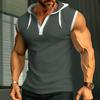 Men Tanks Top Hooded Solid Color Summer Male Sleeveless Sports Top Loose Sleeveless Fitness Vest Party Sweatshirt
