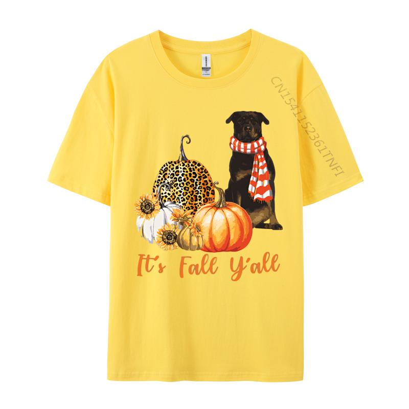 Its Fall Yall Rottweiler Dog Leopard Tshirt Black Cotton Tees for Men Novelty T Shirt Gothic Plain