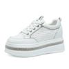 Fashion 7CM Heel Sneakers for Women Genuine Leather Platform Wedge Women Casual Shoes Women Bling Walking Shoes Fashion Sneakers Pumps