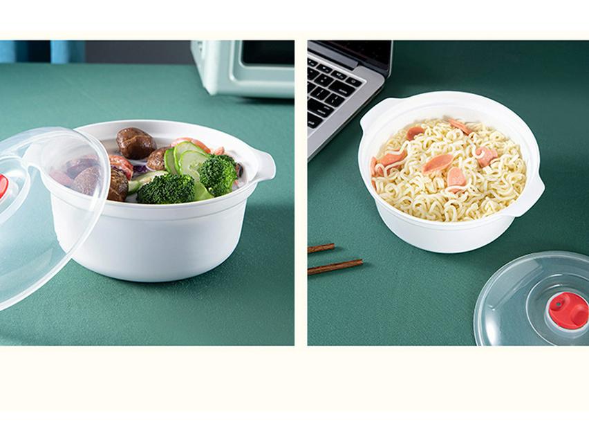 Plastic Soup Bowl with Lid - Microwaveable, Food-Grade, Fresh-Keeping Lunch Container