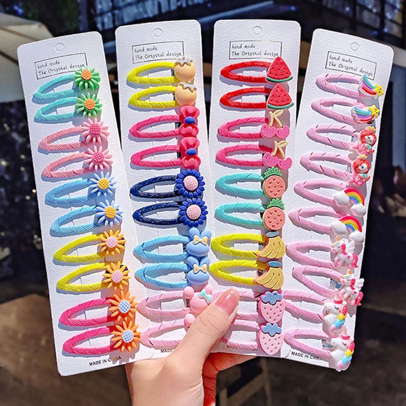 10 шт./компл., заколка для волос с изображением животных и фруктов для маленьких девочек, милые детские заколки для волос, аксессуары для волос для младенцев, подарок