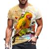 Summer T-shirt Mens 3D Parrot Short Sleeve Tops Casual Street Animal T Shirt Oversized Tee Shirt Men Clothing Designer Clothes