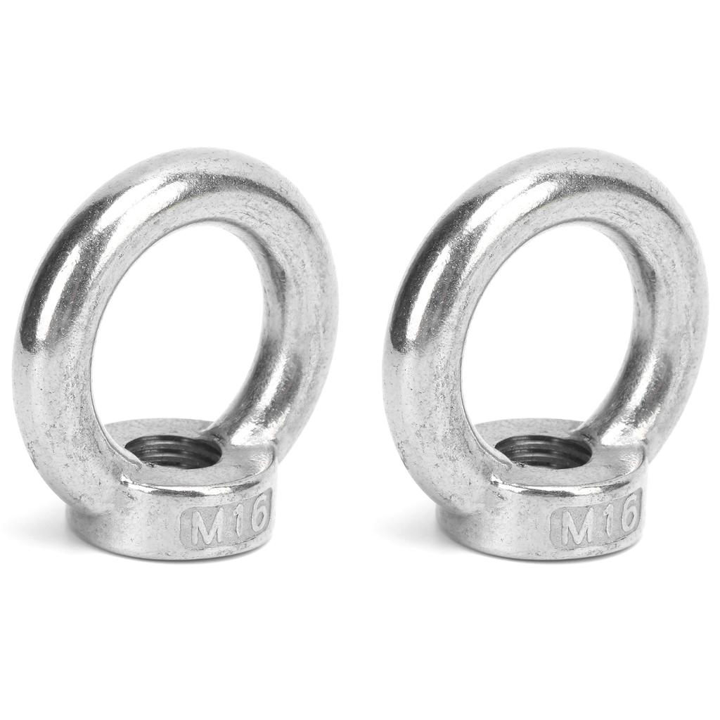 2pcs Eye Nuts Stainless Steel Lift for Ocean Industry Yachts Speedboats Motor Boats Passenger ShipsM16 700kg Load
