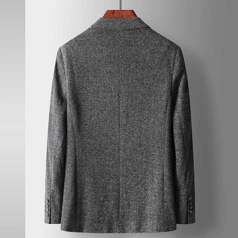 Осенне-зимний утолщенный шерстяной однотонный пиджак West для мужчин молодого и среднего возраста, легкий роскошный деловой костюм