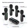 Pink 1 in 4 Lavalier Microphone Noise Cancelling Wireless With Wind Muff Lapel Mic For iPhone Android Camera 4 Pack LED Display 6