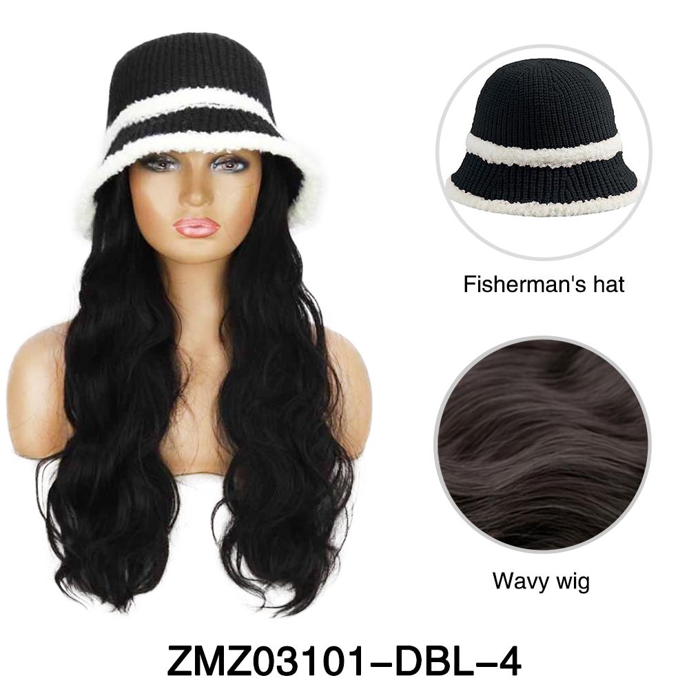 MISSQUEEN Synthetic Beret And Fisherman's Hat Wig Extension Long Wavy Hair Suitable For Women Daily Wear