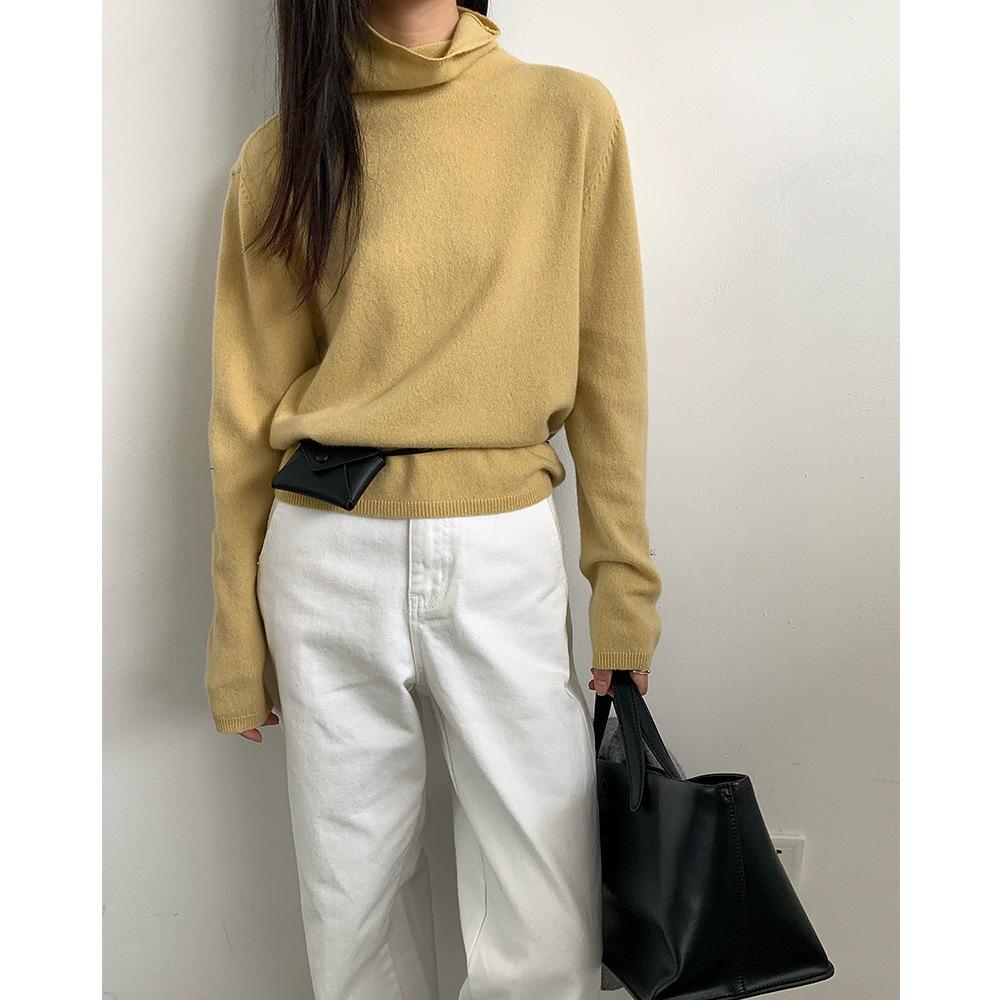 Женская корейская шерстяная водолазка свободного кроя с длинными рукавами Everture для зимы