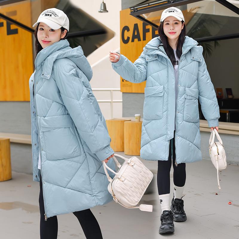 Женское утолщенное хлопковое пальто в корейском стиле: Средняя/длинная модель Petite Fit, зимняя коллекция 2023 г.