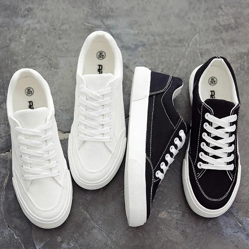2024 White Canvas Shoes for Women New Low-top Simple Designer Platform Korean Fashion Sneakers Student Round Toe Ladies Footwear