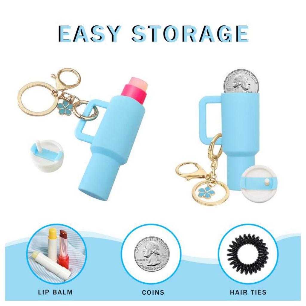 Mini Cup Keychains for Stanley Cup Accessories Cute Tumbler Lip Balm Storage Box Women Purse Backpack Decor Holder Ornaments