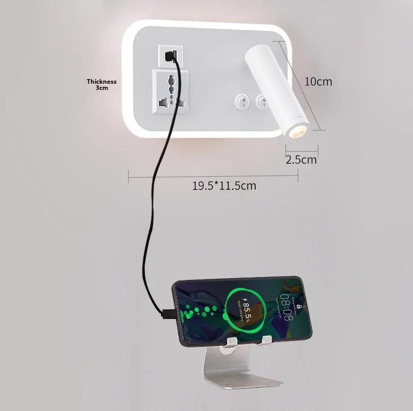 Креативный светодиодный вращающийся настенный светильник с USB-портом для зарядки, декоративный настенный светильник для гостиной, коридора, спальни, кабинета, чтения