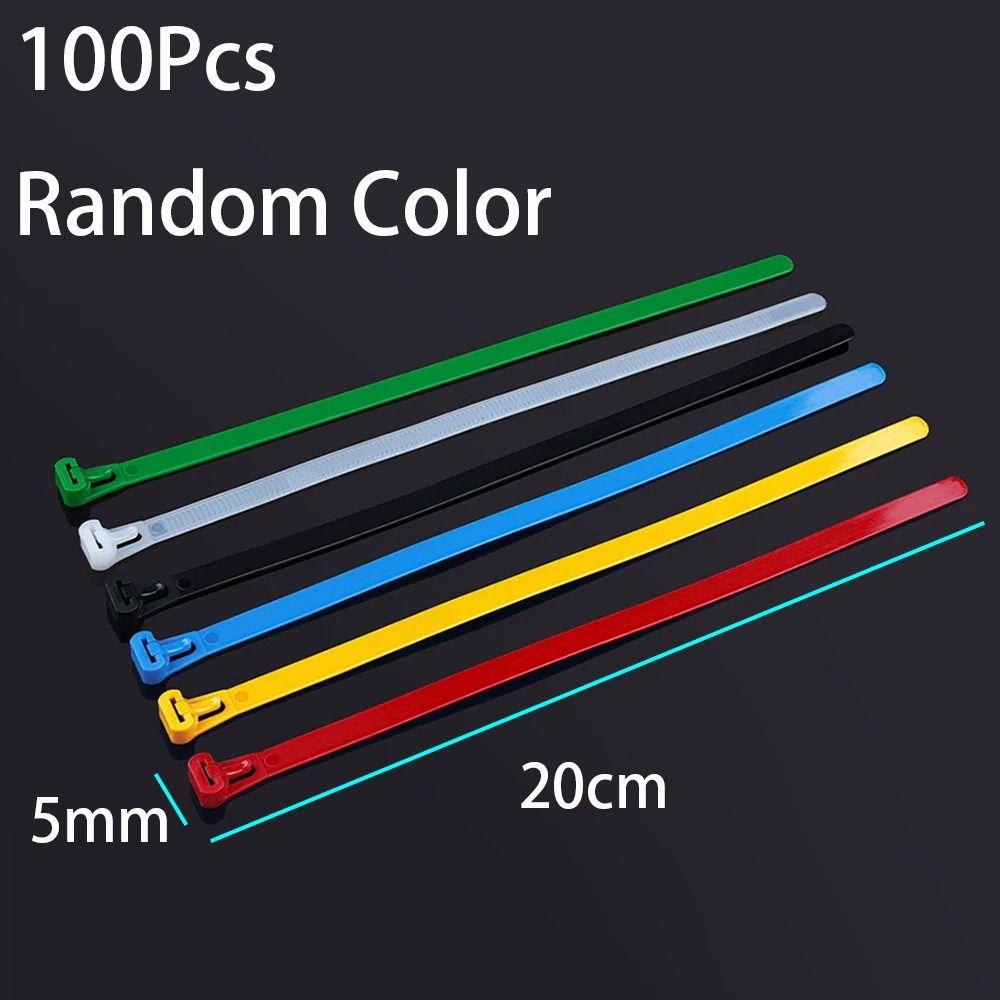 100pcs Random Colors Bundle Belt Reusable Strapping Tape Household Goods Cable Ties  Garden