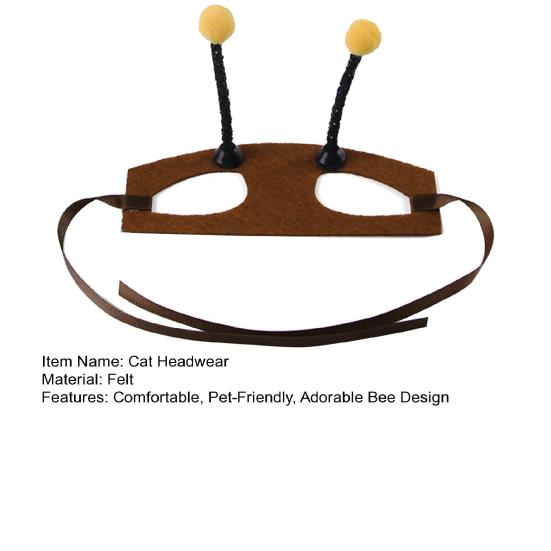 Головной убор пчелы с ушами-антеннами, головной убор кошки/собаки с отверстиями для ушей, головной убор для питомца для кошек, маленьких собак, бишона, для праздничной вечеринки, маскарадного костюма