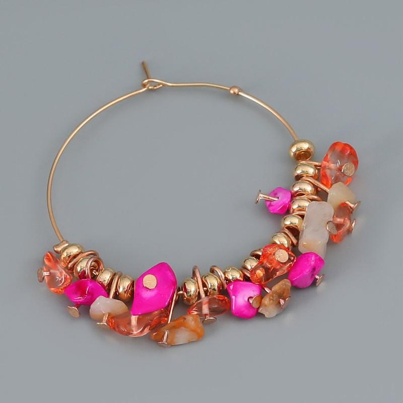 Boho Chic Circular Alloy Resin Earrings Women Geometric Dangle Hoop Jewelry Ethnic Style