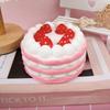 Cute Strawberry Birthday Cake  PU Slow Rising Soft Squeeze Fidget Toy Stress Reliever for Kids Adults Office Use