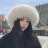Plush Mongolian Hat Women's Cold-proof White Warm Northeast Basin Hat Ear Protection Hat Fox Hair Winter Bucket Hat