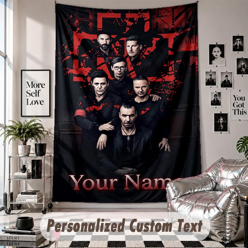 Wall Hanging Tapestry With Custom Name & Text, Rammstein Decorative Tapestry For Bedroom