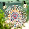 Vibrant Mandala Metal Wind Chime Outdoor Hanging Decor Colorful Floral Geometric Design Bird Repellent for Garden Wedding Festival
