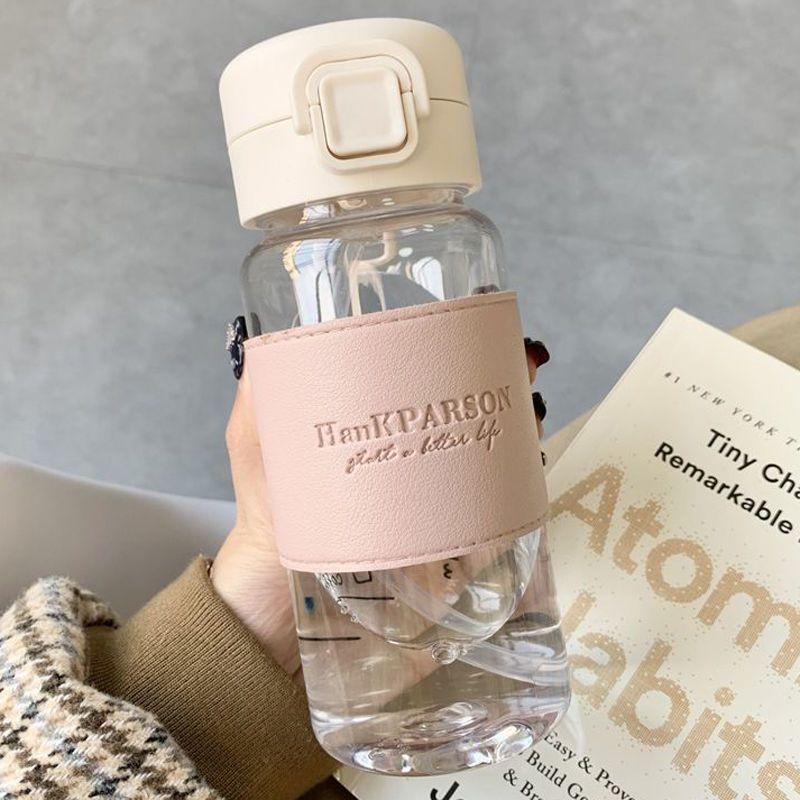 500 мл креативная бутылка для воды с трубочкой портативная пластиковая всплывающая крышка стакан для воды для школьников герметичная симпатичная бутылка для питья