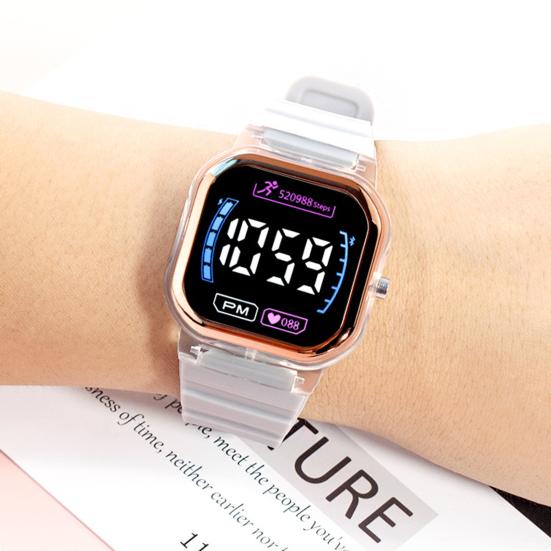 Electronic Watch Luminous Life Waterproof Square Dial Student Sports LED Digital Wrist Watch for Daily Wear