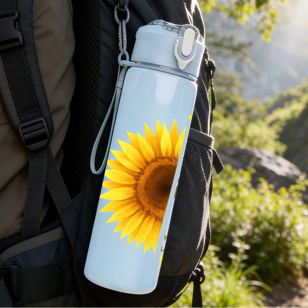 1PC Sunflower Faith Quote Simple 750ml Color Plastic Sports Water Bottle Leakproof Flip Straw Lid Suitable for Sports Office Home Use