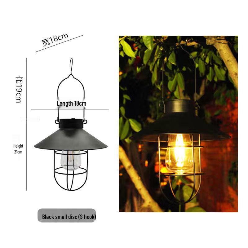 Outdoor Waterproof Retro Wrought Iron Solar Hanging Light for Garden and Camping