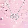S925 Sterling Silver Korean Style Love Necklace Fashion Refined Rhinestone Heart-Shaped Collarbone Necklace