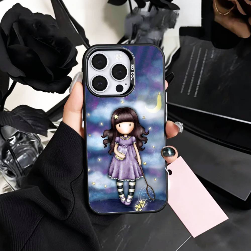 L-Lovely S-Santoro G-Gorjuss Серия Чехол для Телефона Для iPhone17,16,15,14,13,12,11 Plus,Pro Max Цветной Посеребренный Внутренняя Крышка