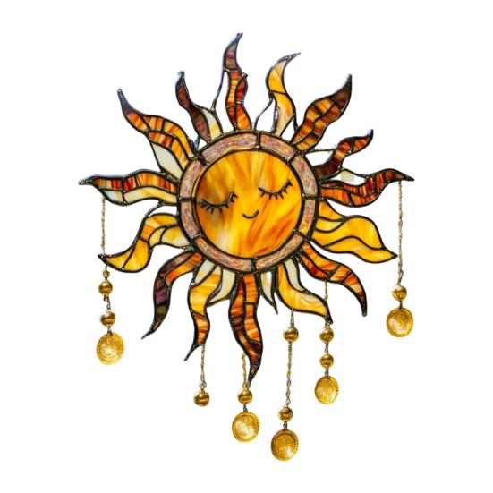 Sun Design Sun Catcher Acrylic Hanging Decoration Stained Glass Inspired Suncatcher Window Decor for Garden or Living Room