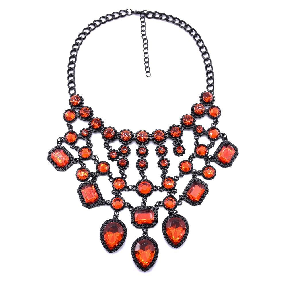 Модные аксессуары Роскошное черное многослойное ожерелье с кисточками из кристаллов и драгоценных камней