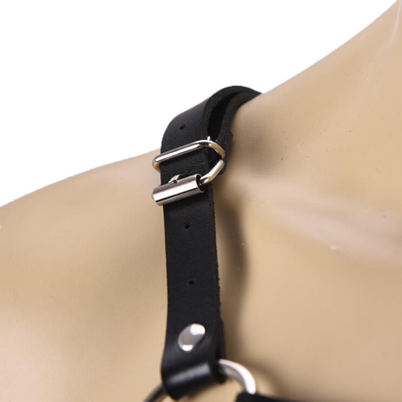 Men'S Faux Leather Chest Harness Buckles Bondage Clubwear Costume Black