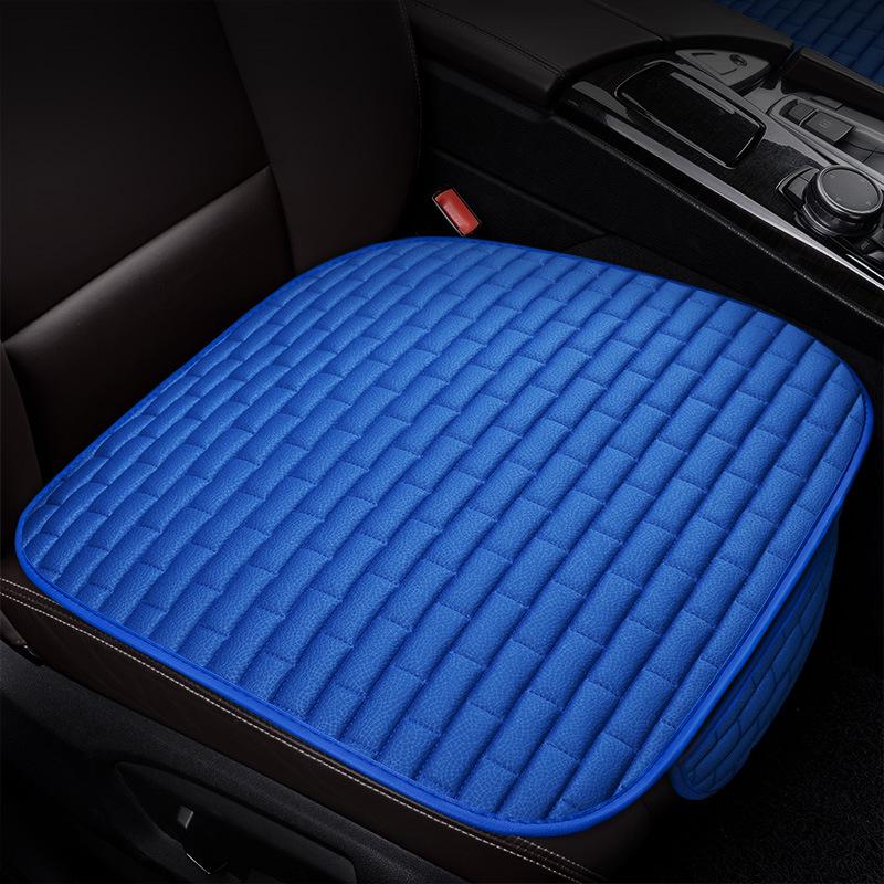 Plaid Three-Piece No-Tie Car Seat Cushion Set for Office and Home - Single Seat and Multi-Seat Interior Decor.
