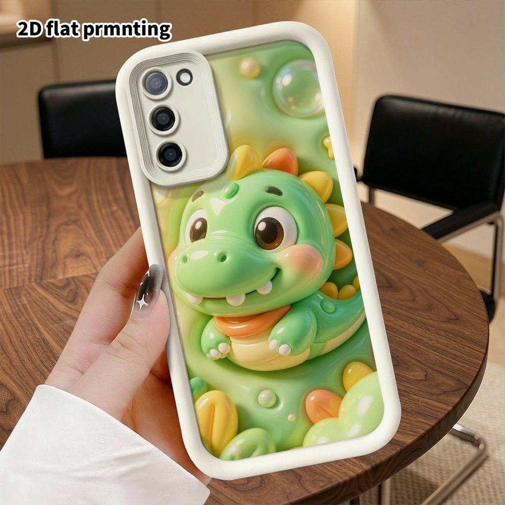 Phone case: 2D flat design suitable for Samsung Galaxy A34 A35 M05 M06 S20 S22 S21 FE Plus 5G protective case, green little dinosaur, perfect Christma