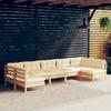 Day and Night - Day and Night Garden Furniture 7 Pieces and Cushions Solid Cream Pine Wood