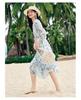 Лето морской соли: Платье-миди с принтом в стиле holiday от Jiuzi Anna Kou, шифоновое, с поясом, летняя новинка 2025
