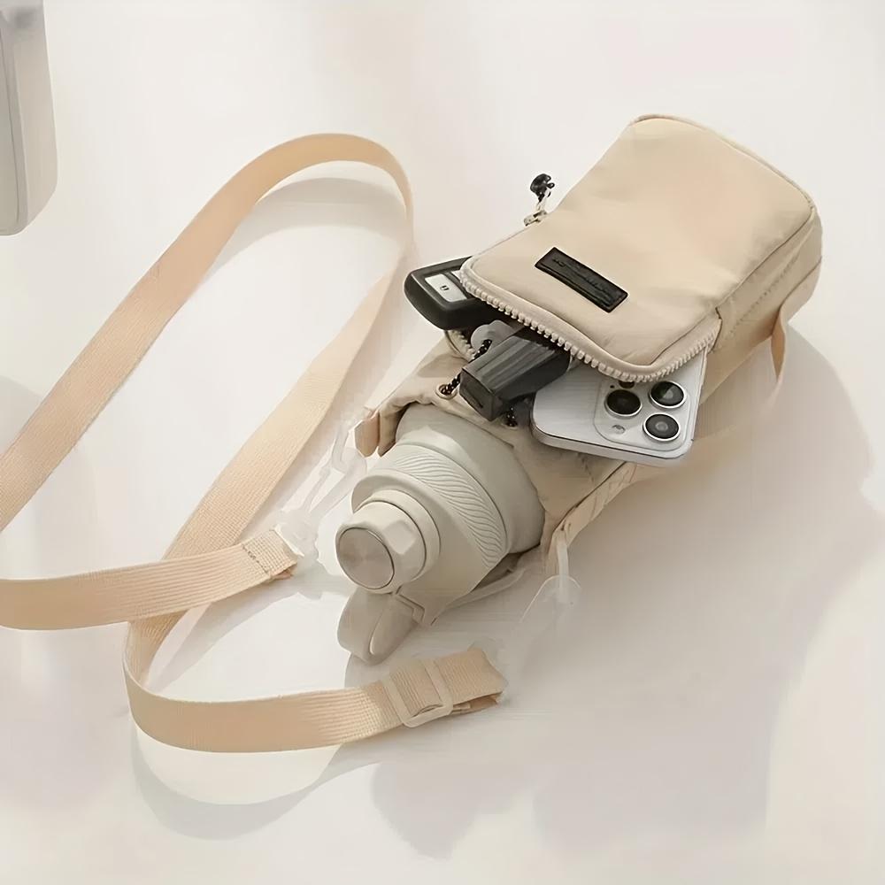 Унисекс сумка-кроссбоди для бутылки с водой со съемным термодержателем для стакана и ремешком, рюкзак для гидратации для активного отдыха без помощи рук, совместимый со смартфонами и камерами