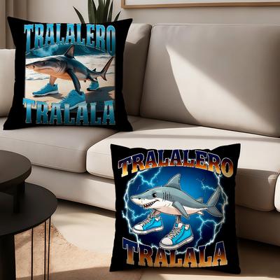 Cartoon Tralalero Tralala Pillow Case Office Cushions Suitable For Sofa Car Bedroom Decorative Cushion Cover