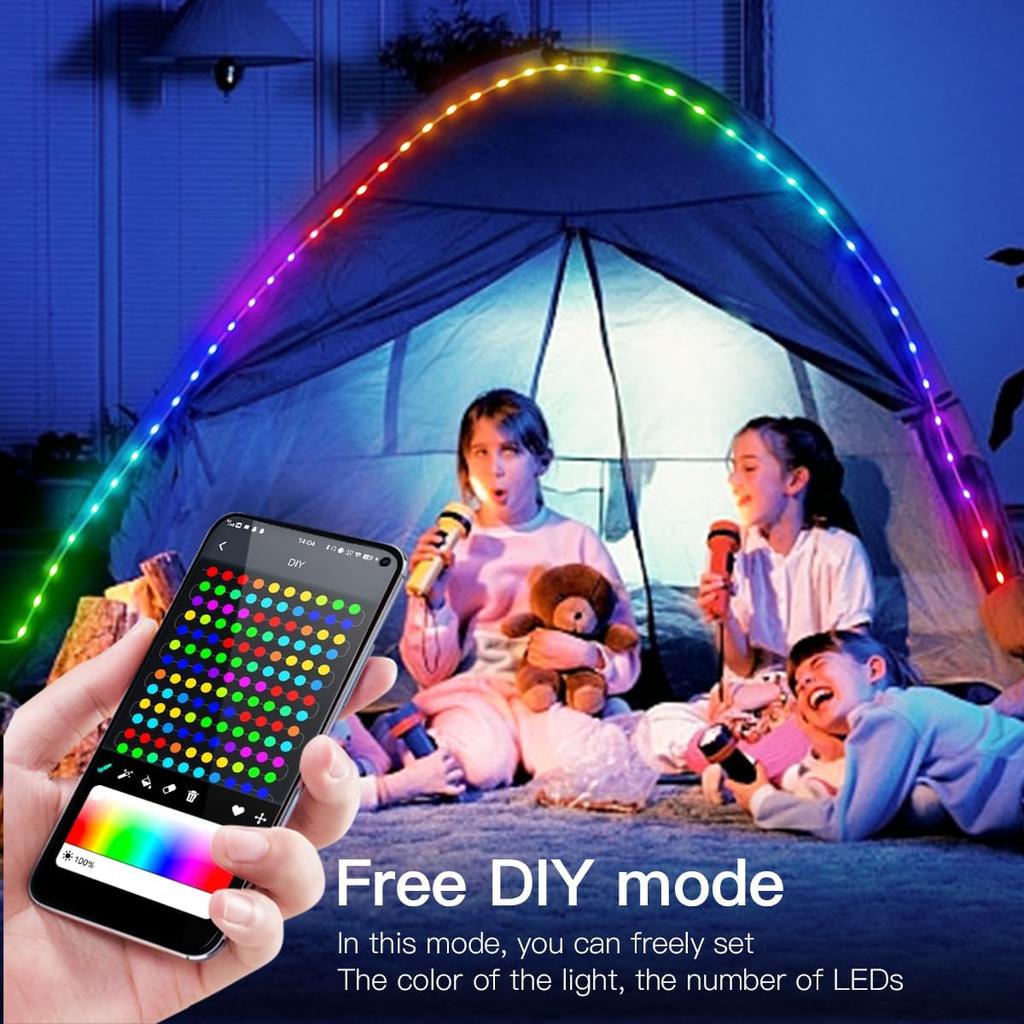 20M 200LEDs USB LED Light String 5V RGBIC Dream Color LED Strip Tape Bluetooth Addressable Fairy Lights For Christmas Decor
