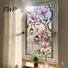 Opaque Glass Film Begonia Window Privacy Static Sticker Retro Color Texture Glue-free Cling Non-adhesive Easy Care Decoration for Home Bathroom Door
