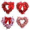 Tinsel Heart Shaped Wreath with Bow for Front Door Valentine's Day Red Pink Heart Wreath