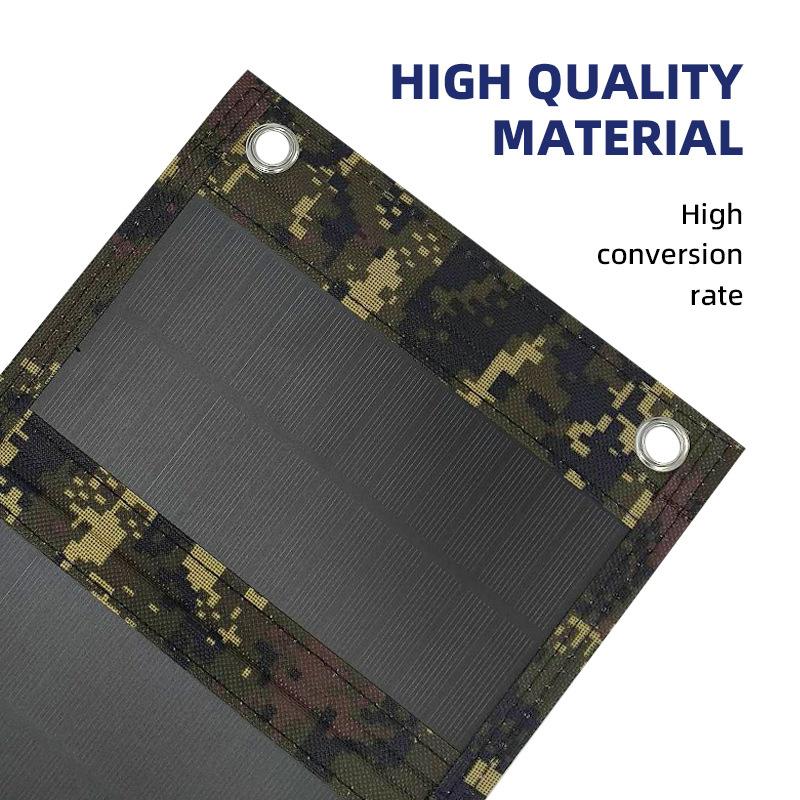 10W 5V Portable Outdoor Solar Power Supply 5 Folding Solar Panels Phone Charging Device with 10-in-1 Cable