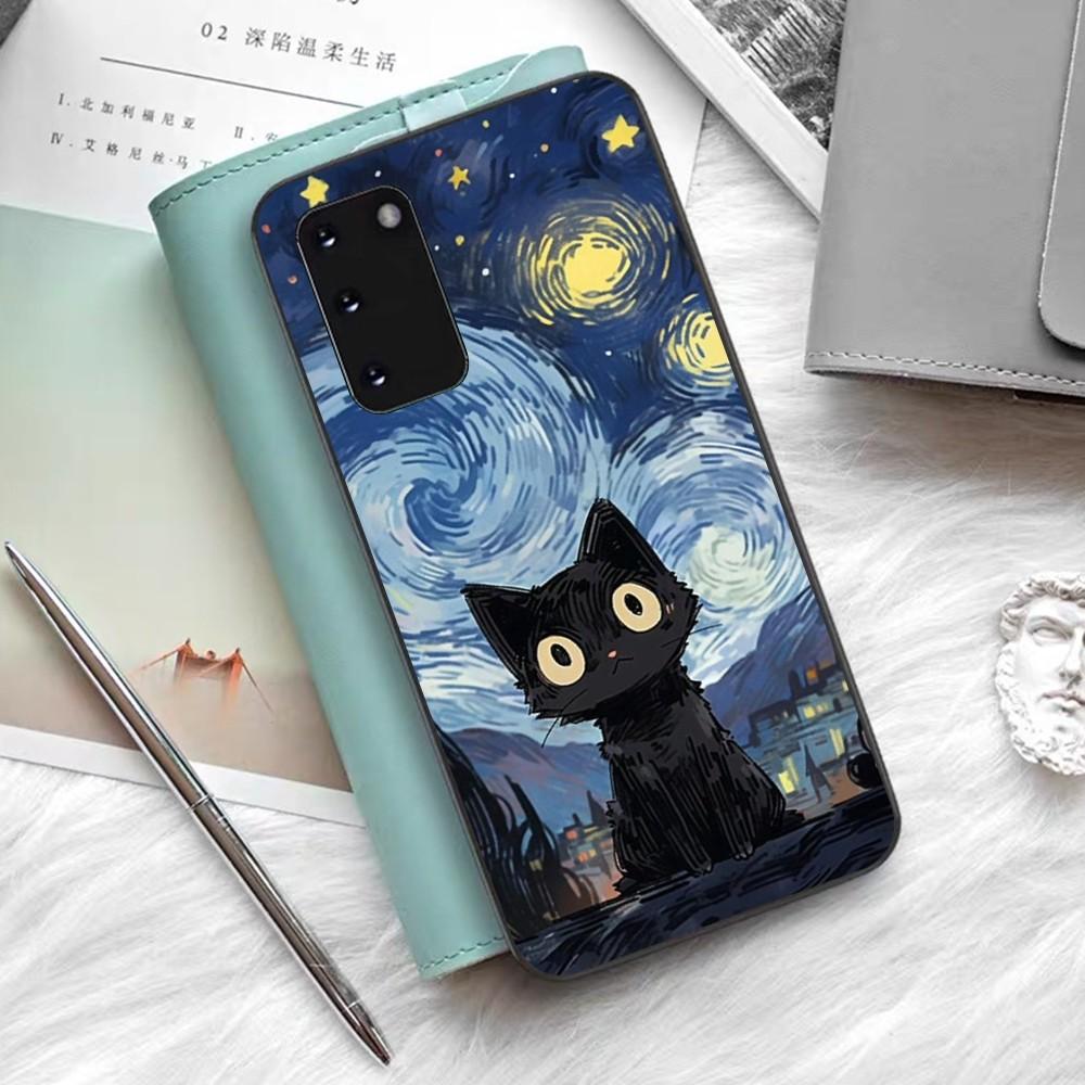 Чехол для телефона «Звездное небо с котом» для Samsung S 9 10 20 21 22 23 30 23 24 Plus Lite Ultra FE S10lite Fundas